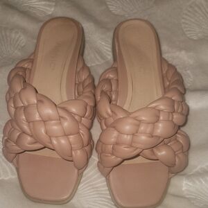 Vionic Women's Braided Slide Sandals in Blush Tan